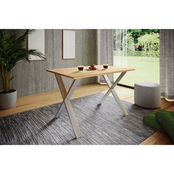 XonaX spisebord 140x80 eik dekor, sølvfarget.