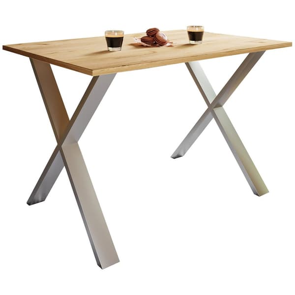 XonaX spisebord 140x80 eik dekor, sølvfarget.