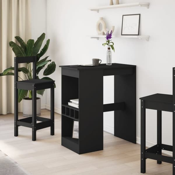 vidaXL Baaripöytä hyllyllä musta 90x47,5x103,5 cm tekninen puu
