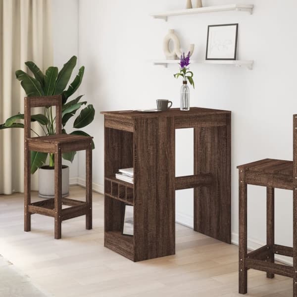 vidaXL barbord m. stativer 90x47,5x103,5cm konstrueret træ brun egetræ