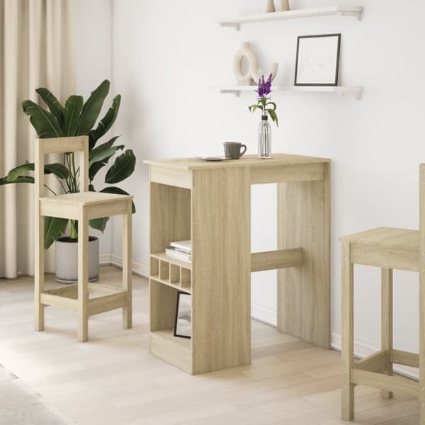 vidaXL Barbord med hyllor sonoma-ek 90x47,5x103,5 cm konstruerat trä