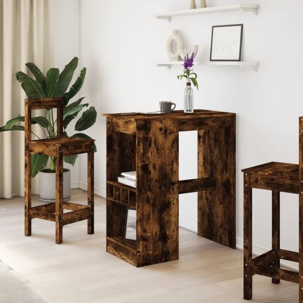 vidaXL barbord med stativer 90x47,5x103,5 cm konstrueret træ røget eg