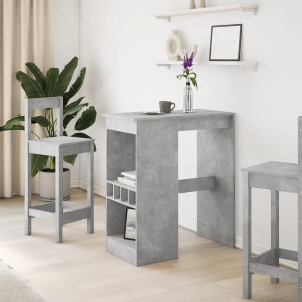 vidaXL barbord med stativer 90x47,5x103,5 cm konstrueret træ betongrå