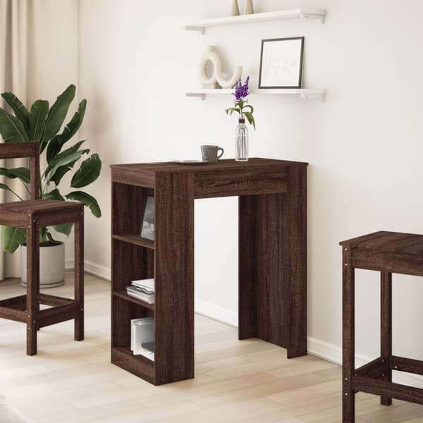 vidaXL barbord m. stativer 95x47x103,5 cm konstrueret træ brun egetræ