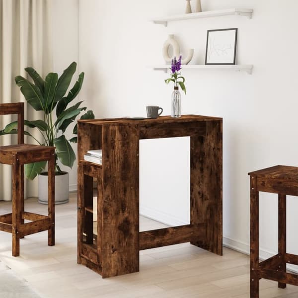 vidaXL barbord med stativer 101x40x103,5 cm konstrueret træ røget eg