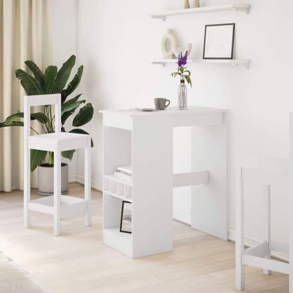 vidaXL barbord med stativer 90x47,5x103,5 cm konstrueret træ hvid