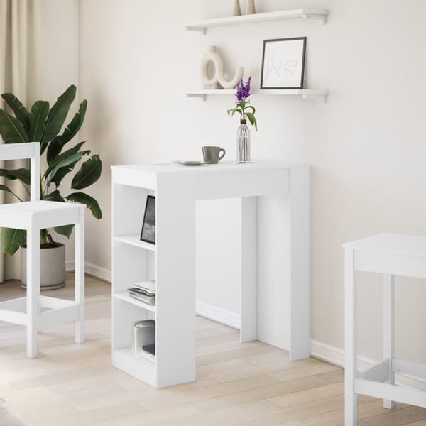 vidaXL barbord med stativer 95x47x103,5 cm konstrueret træ hvid