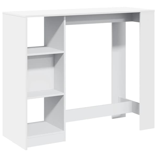 vidaXL Baaripöytä/hyllyt valkoinen 124x46x103,5 cm tekninen puu
