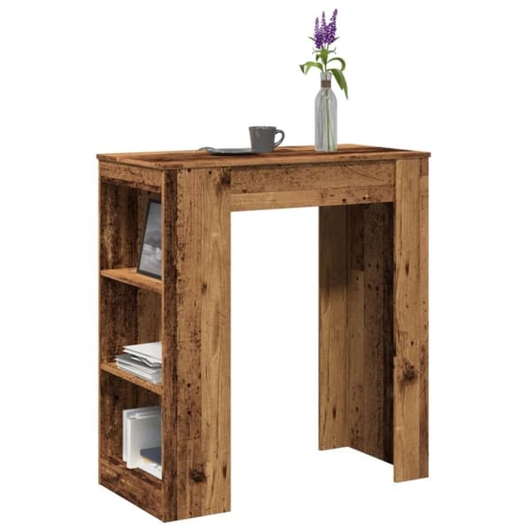 vidaXL Baaripöytä hyllyllä vanha puu 95x47x103,5 cm tekninen puu