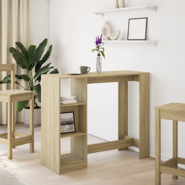 vidaXL Barbord med hylla sonoma-ek 124x46x103,5 cm konstruerat trä