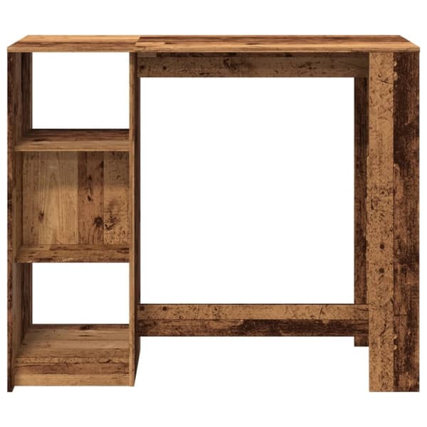 vidaXL barbord med hylde 124x46x103,5 cm konstrueret træ gammelt træ