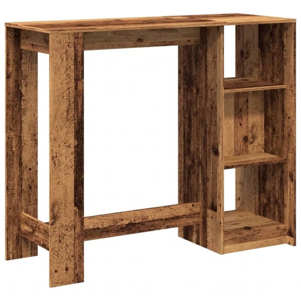 vidaXL barbord med hylde 124x46x103,5 cm konstrueret træ gammelt træ