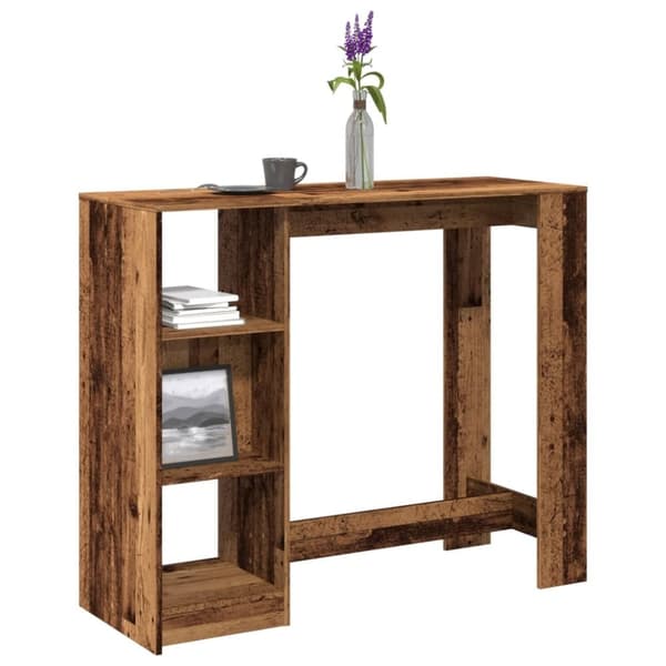 vidaXL barbord med hylde 124x46x103,5 cm konstrueret træ gammelt træ