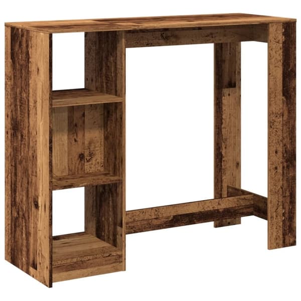 vidaXL barbord med hylde 124x46x103,5 cm konstrueret træ gammelt træ