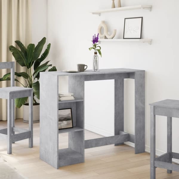 vidaXL Baaripöytä/hyllyt betoninharmaa 124x46x103,5 cm tekninen puu