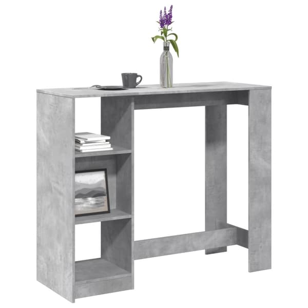 vidaXL Baaripöytä/hyllyt betoninharmaa 124x46x103,5 cm tekninen puu