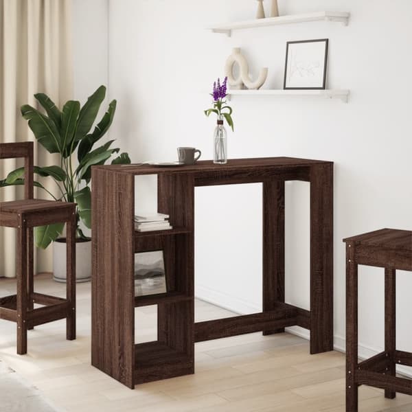 vidaXL Baaripöytä/hyllyt ruskea tammi 124x46x103,5 cm tekninen puu