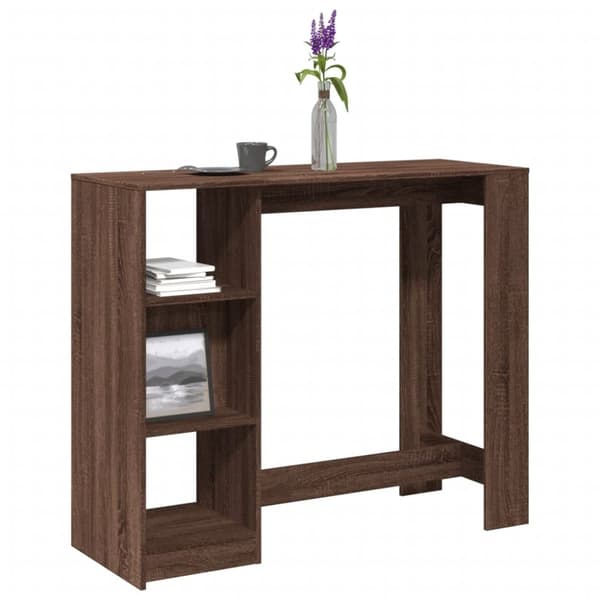 vidaXL Baaripöytä/hyllyt ruskea tammi 124x46x103,5 cm tekninen puu