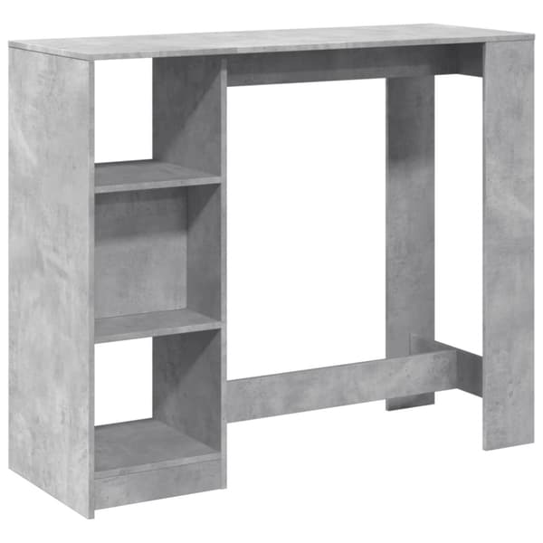vidaXL Barbord med hylla betonggrå 124x46x103,5 cm konstruerat trä