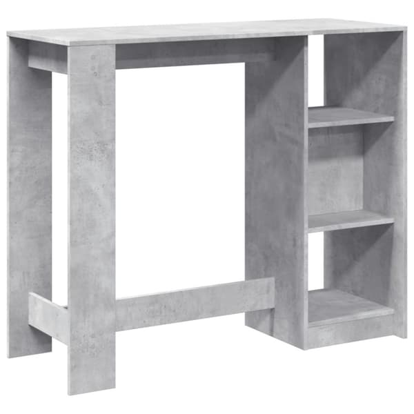 vidaXL Barbord med hylla betonggrå 124x46x103,5 cm konstruerat trä