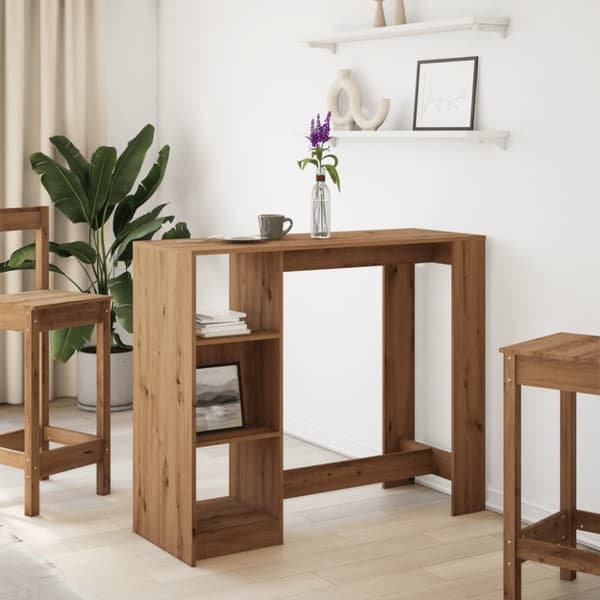 vidaXL Barbord med hylle artisan eik 124x46x103,5 cm konstruert tre