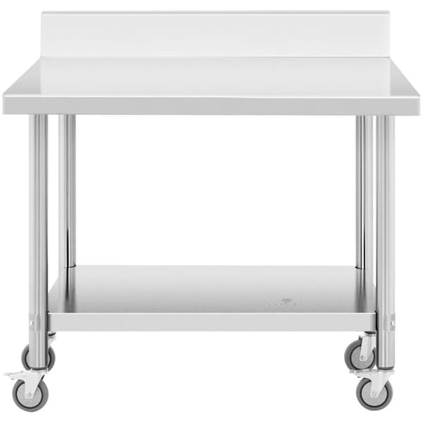 Bord, væghængt bordplade med kant, på hjul, 1 hylde, 100 x 60 cm, op til 155 kg