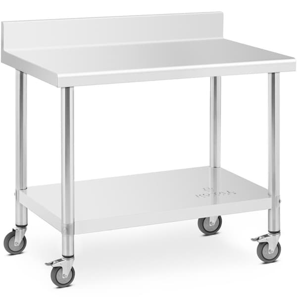 Bord, væghængt bordplade med kant, på hjul, 1 hylde, 100 x 60 cm, op til 155 kg