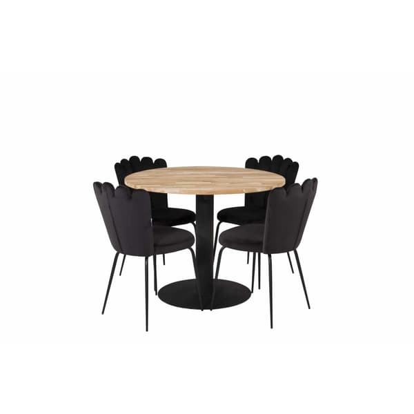 CIREBON Matbord 100 cm - Teak/Svart
