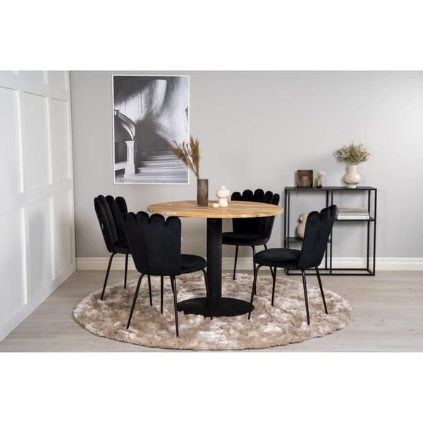 CIREBON Matbord 100 cm - Teak/Svart