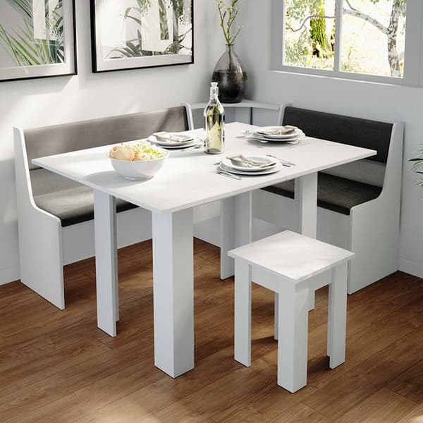 Vicco Matsalsbord med romersk stol, Vit, 90 x 60 cm