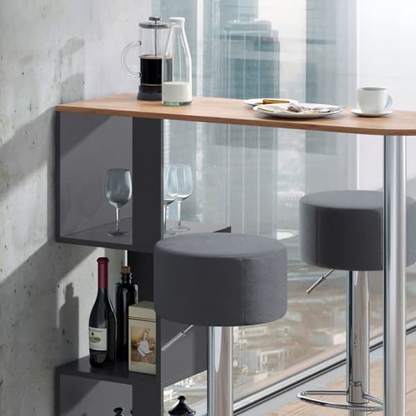 Vicco Vincent barbordsset, gyllene ek, 113 x 40 cm med 2 barstolar
