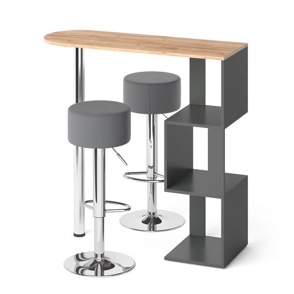 Vicco Vincent barbordsset, gyllene ek, 113 x 40 cm med 2 barstolar
