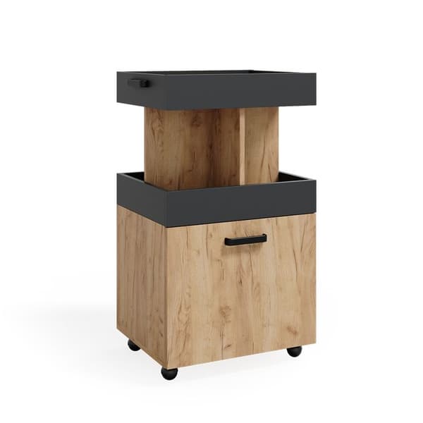 Kamber rullvagn, 50x88.6cm, Guldigt ek, Antracit, Vicco