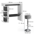 Miniatyrbild 3 av 6: Vicco Dana barbordsset, vitt, 108 x 50 cm med 2 barstolar