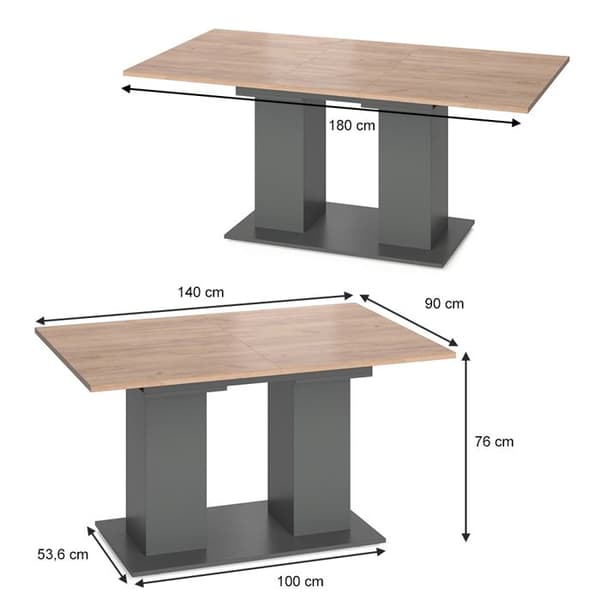 Vicco Dix Matbord, antracit, 140 x 90 cm