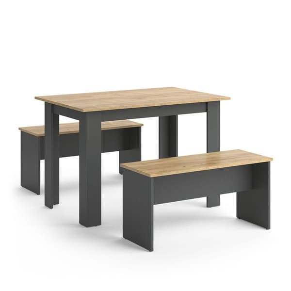 Vicco Bordsset Sittgrupp Matsalsset Sentio antracit ek 110 cm Matsalsbord Bänk