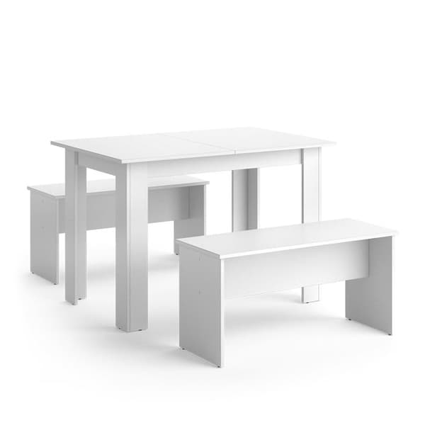 Vicco Bordsset Sittgrupp Matset Sentio vit 110 cm Matbord Bänk