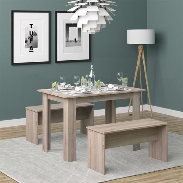 Vicco Bordsset Sittgrupp Matset Sentio Sonoma 110 cm Matbordsbänk