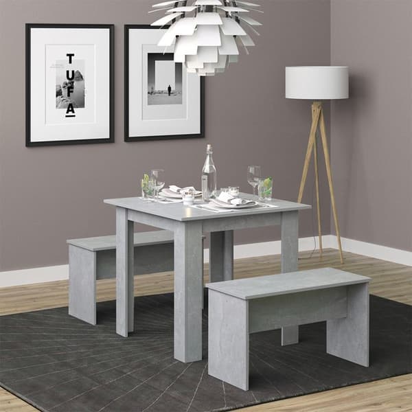 Vicco Bordsset Sittgrupp Matset Sentio Beton 80 cm Matbordsbänk