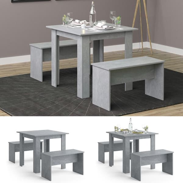 Vicco Bordsset Sittgrupp Matset Sentio Beton 80 cm Matbordsbänk