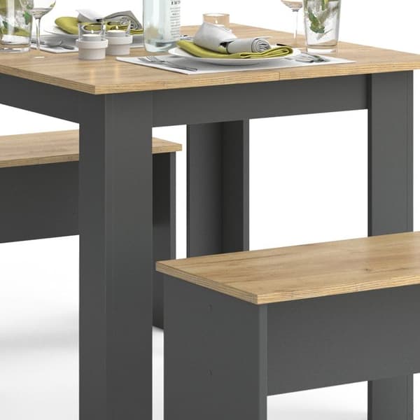 Vicco Bordsset Sittgrupp Matsalsset Sentio antracit ek 80 cm Matsalsbord Bänk