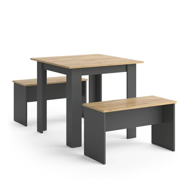 Vicco Bordsset Sittgrupp Matsalsset Sentio antracit ek 80 cm Matsalsbord Bänk