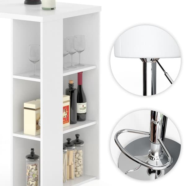 Vicco Noel barbordsset, Vit, 120 x 60 cm med 2 barstolar