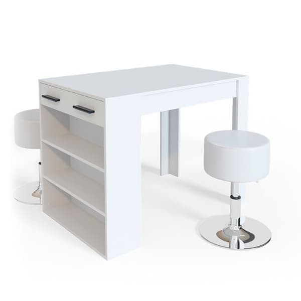 Vicco Repose Barbordsset, Vit, 67 x 100 cm med 2 barstolar
