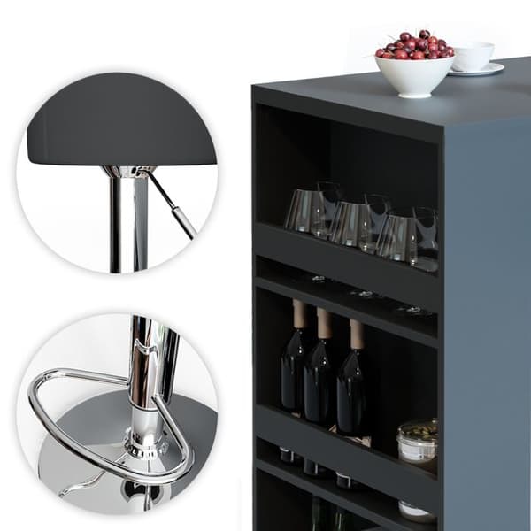 Vicco Barbordsset, antracit, 80 x 57 cm med 2 barstolar