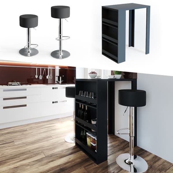 Vicco Barbordsset, antracit, 80 x 57 cm med 2 barstolar