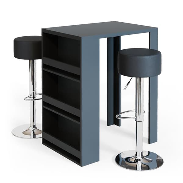 Vicco Barbordsset, antracit, 80 x 57 cm med 2 barstolar
