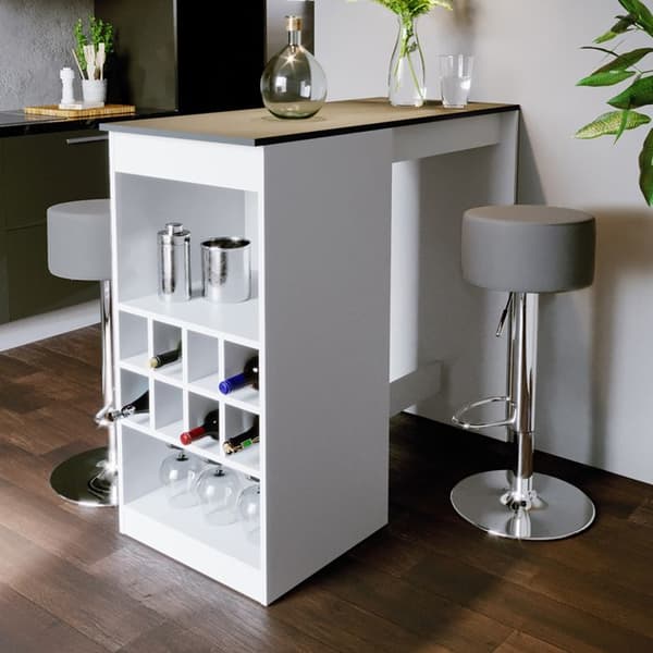Vicco Ross barbordsset, vit/antracit, 115 x 50 cm med 2 barstolar