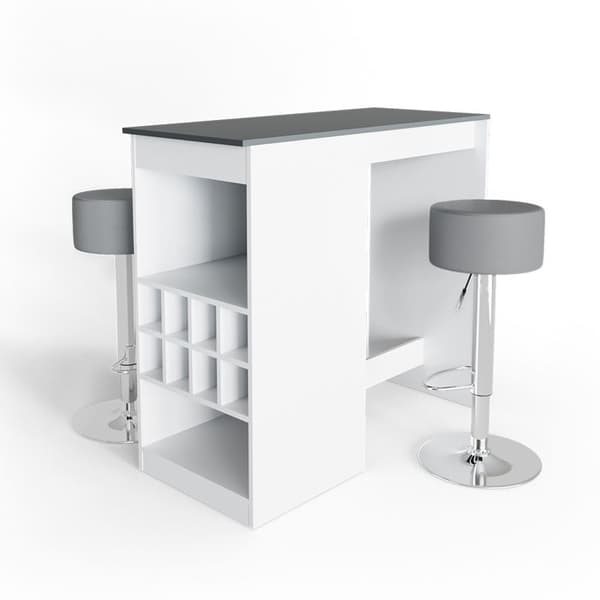 Vicco Ross barbordsset, vit/antracit, 115 x 50 cm med 2 barstolar