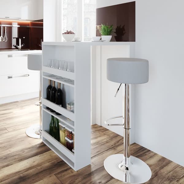 Vicco Bar bordsset, Vit, 80 x 57 cm med 2 barstolar